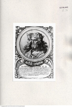 Vorderseite von Istituto Nazionale per la Grafica [http://creativecommons.org/publicdomain/mark/1.0/] Heroicas Regum Hispaniarum Imagines ab Ataulpho ad Carolum II. (...)Tafel 63: Alphonsus VIII. et IX. - , bh467629. Foto.