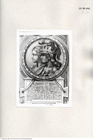 Vorderseite von Istituto Nazionale per la Grafica [http://creativecommons.org/publicdomain/mark/1.0/] Heroicas Regum Hispaniarum Imagines ab Ataulpho ad Carolum II. (...)Tafel 60: Alphonsus et Urraca - , bh467632. Foto.