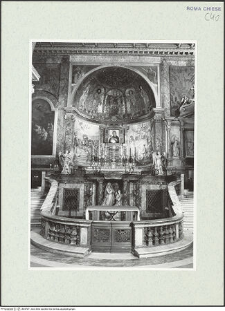 Vorderseite von Sopr. BAS ROMA [https://www.deutsche-digitale-bibliothek.de/content/lizenzen/rv-ez/] Santa Maria Nova - Blick Richtung Presbyterium, bh467671_recto. Foto.