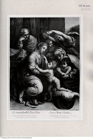 Vorderseite von Istituto Nazionale per la Grafica [http://creativecommons.org/publicdomain/mark/1.0/] Die Heilige Familie mit dem Blumen streuenden Engel - , bh467989. Foto.