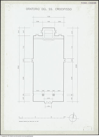 Vorderseite von unbekannt [https://www.deutsche-digitale-bibliothek.de/content/lizenzen/rv-fz/] Oratorio del Crocifisso - Grundrissschema mit Maßangaben (Zeichnung: Gilbert Diller, 1997), bh468349_recto. Foto.