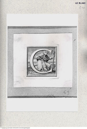 Vorderseite von Istituto Nazionale per la Grafica [http://creativecommons.org/publicdomain/mark/1.0/] Alphabet mit HeiligenfigurenInitiale "C" mit dem heiligen Clemens - , bh468361. Foto.