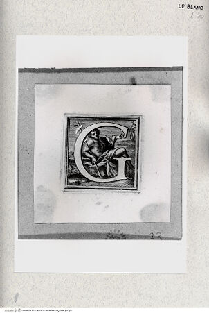 Vorderseite von Istituto Nazionale per la Grafica [http://creativecommons.org/publicdomain/mark/1.0/] Alphabet mit HeiligenfigurenInitiale "G" mit Johannes dem Täufer - , bh468366. Foto.