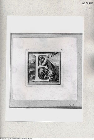 Vorderseite von Istituto Nazionale per la Grafica [http://creativecommons.org/publicdomain/mark/1.0/] Alphabet mit HeiligenfigurenInitiale "E" mit dem Prophet Elias - , bh468369. Foto.