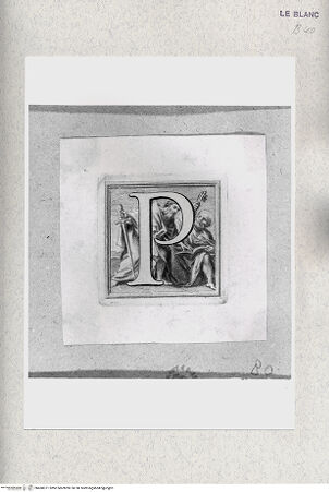 Vorderseite von Istituto Nazionale per la Grafica [http://creativecommons.org/publicdomain/mark/1.0/] Alphabet mit HeiligenfigurenInitiale "P" mit den heiligen Petrus und Paulus - , bh468371. Foto.