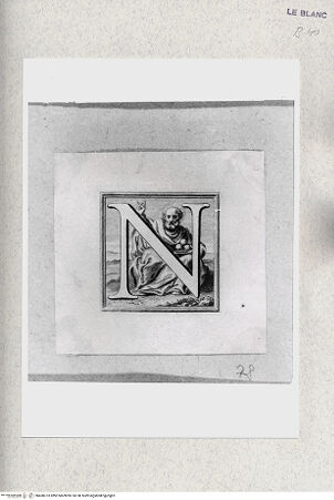 Vorderseite von Istituto Nazionale per la Grafica [http://creativecommons.org/publicdomain/mark/1.0/] Alphabet mit HeiligenfigurenInitiale "N" mit dem heiligen Nikolaus von Myra (von Bari) - , bh468373. Foto.