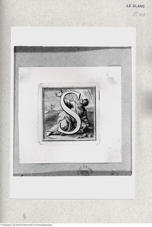 Vorderseite von Istituto Nazionale per la Grafica [http://creativecommons.org/publicdomain/mark/1.0/] Alphabet mit HeiligenfigurenInitiale "S" mit dem heiligen Stephan - , bh468379. Foto.