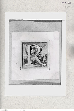 Vorderseite von Istituto Nazionale per la Grafica [http://creativecommons.org/publicdomain/mark/1.0/] Alphabet mit HeiligenfigurenInitiale "R" mit dem heiligen Rochus von Montpellier - , bh468380. Foto.