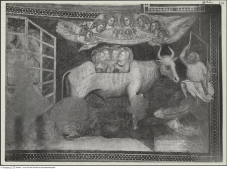 Vorderseite von Bibliotheca Hertziana [https://www.deutsche-digitale-bibliothek.de/content/lizenzen/rv-fz/] Zyklus: Verkündigung, Majestas Domini, Heiligen, Evangelisten, Kirchenväter und Szenen aus dem Leben des heiligen EustachiusSzenen aus dem Leben des heiligen Eustachius (unteres Register)Der Heilige Eustachius und seine Familie im Gefängnis; Martyrium von Eustachius und seiner Familie (unteres Register, 6) - Detail, bh468613_recto. Foto: Savio, Oscar.