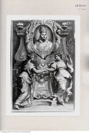 Vorderseite von Istituto Nazionale per la Grafica [http://creativecommons.org/publicdomain/mark/1.0/] Altar mit dem Bildnis Papst Gregors X. in ovaler Rahmung, Iustitia und Pax - , bh468757. Foto.