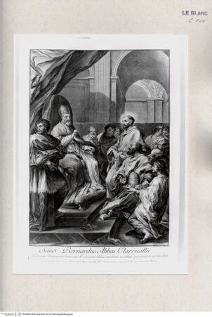Vorderseite von Istituto Nazionale per la Grafica [http://creativecommons.org/publicdomain/mark/1.0/] Der heilige Bernhard von Clairvaux bringt Viktor IV. zur Abdankung vor Innozenz II. in Rom - , bh468865. Foto.