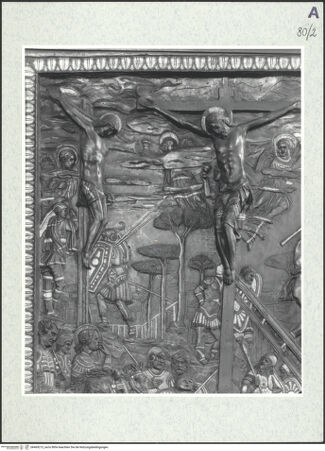 Vorderseite von Lieberman, Ralph [https://www.deutsche-digitale-bibliothek.de/content/lizenzen/rv-ez/] Kreuzigung - Detail: Christus und der gute Schächer, bh469213_recto. Foto.