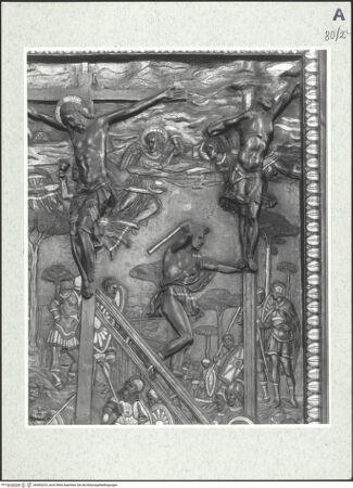 Vorderseite von Lieberman, Ralph [https://www.deutsche-digitale-bibliothek.de/content/lizenzen/rv-ez/] Kreuzigung - Detail: Christus und der böse Schächer, bh469224_recto. Foto.