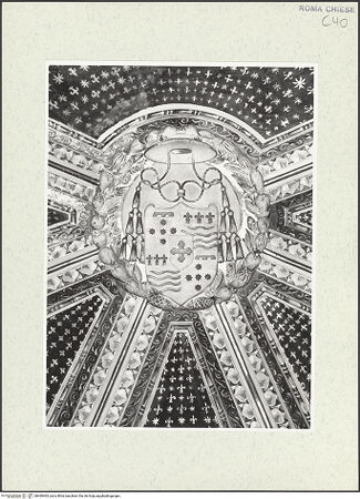 Vorderseite von Sopr. BAS ROMA [https://www.deutsche-digitale-bibliothek.de/content/lizenzen/rv-ez/] Santo Spirito dei Napoletani - Gewölbescheitel, Detail: Wappen des Monsignore Lancelotti, bh469463_recto. Foto.