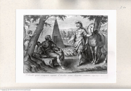 Vorderseite von Istituto Nazionale per la Grafica [http://creativecommons.org/publicdomain/mark/1.0/] Torquato Tasso, La Gerusalemme liberataErminia tritt vor den Hirten (7. Gesang) - , bh469576. Foto.