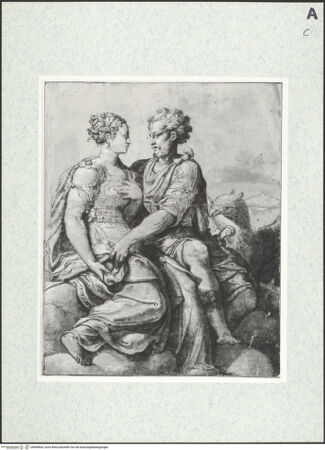 Vorderseite von Graphische Sammlung Albertina [https://rightsstatements.org/page/CNE/1.0/] Jupiter umarmt Juno - , bh469854_recto. Foto.