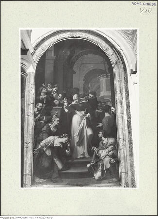 Vorderseite von Sopr. BAS ROMA [https://www.deutsche-digitale-bibliothek.de/content/lizenzen/rv-ez/] Wunder des heiligen Thomas von Aquin - , bh469909_recto. Foto.