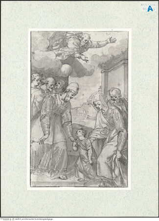 Vorderseite von Graphische Sammlung Albertina [https://www.deutsche-digitale-bibliothek.de/content/lizenzen/rv-ez/] Tempelgang Mariä - , bh469913_recto. Foto.