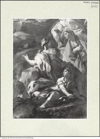 Vorderseite von Sopr. BAS ROMA [https://www.deutsche-digitale-bibliothek.de/content/lizenzen/rv-ez/] Martyrium und Glorie des heiligen Januarius - Detail: Frauen, die herbeieilen, um das Blut des Heiligen zu sammeln, bh469914_recto. Foto.