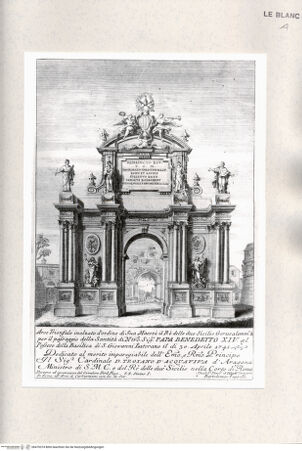 Vorderseite von Istituto Nazionale per la Grafica [http://creativecommons.org/publicdomain/mark/1.0/] Triumphbogen, errichtet anläßlich der Besitznahme des Laterans durch Benedikt XIV. am 30. April 1741 - , bh470374. Foto.