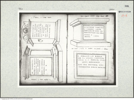 Vorderseite von Kungliga Biblioteket [https://www.deutsche-digitale-bibliothek.de/content/lizenzen/rv-ez/] Inscriptionum antiquarum (Codex Holmiensis)Römische Inschriften; in Rom - , bh470833_recto. Foto.