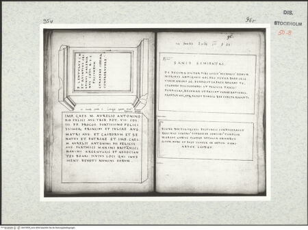 Vorderseite von Kungliga Biblioteket [https://www.deutsche-digitale-bibliothek.de/content/lizenzen/rv-ez/] Inscriptionum antiquarum (Codex Holmiensis)Römische Inschriften; in Rom - , bh470839_recto. Foto.