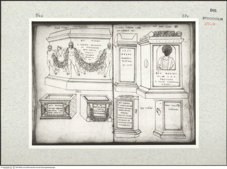 Vorderseite von Kungliga Biblioteket [https://www.deutsche-digitale-bibliothek.de/content/lizenzen/rv-ez/] Inscriptionum antiquarum (Codex Holmiensis)Römische Grabmäler; in Rom - , bh470850_recto. Foto.