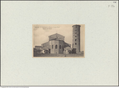 Vorderseite von unbekannt [https://www.deutsche-digitale-bibliothek.de/content/lizenzen/rv-fz/] Sant'Apollinare in Classe - Apsis und Turm von Osten, bh470933_recto. Foto.