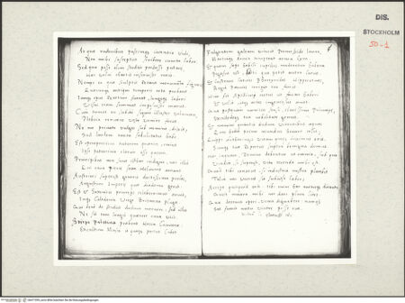 Vorderseite von Kungliga Biblioteket [https://www.deutsche-digitale-bibliothek.de/content/lizenzen/rv-ez/] Inscriptionum antiquarum (Codex Holmiensis)Widmungstext Boissards an Karl von Lothringen - Textseiten e verso und f recto, bh471095_recto. Foto.