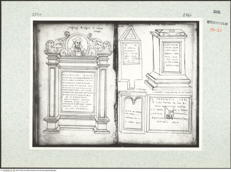 Vorderseite von Kungliga Biblioteket [https://www.deutsche-digitale-bibliothek.de/content/lizenzen/rv-ez/] Inscriptionum antiquarum (Codex Holmiensis)Grabdenkmal des Ulrich Zasius, im Freiburger Münster - , bh471338_recto. Foto.