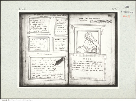 Vorderseite von Kungliga Biblioteket [https://www.deutsche-digitale-bibliothek.de/content/lizenzen/rv-ez/] Inscriptionum antiquarum (Codex Holmiensis)Römische Grabinschriften, in Süddeutschland (?) - , bh471339_recto. Foto.