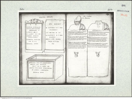 Vorderseite von Kungliga Biblioteket [https://www.deutsche-digitale-bibliothek.de/content/lizenzen/rv-ez/] Inscriptionum antiquarum (Codex Holmiensis)Römische Grabinschriften - , bh471341_recto. Foto.