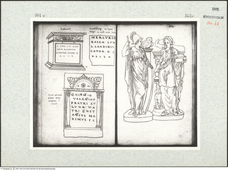Vorderseite von Kungliga Biblioteket [https://www.deutsche-digitale-bibliothek.de/content/lizenzen/rv-ez/] Inscriptionum antiquarum (Codex Holmiensis)Römische Grabmäler und Inschriften, in Baden-Baden, Heidelberg und Speyer - , bh471354_recto. Foto.
