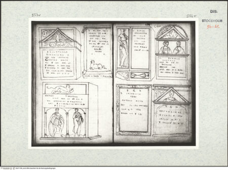 Vorderseite von Kungliga Biblioteket [https://www.deutsche-digitale-bibliothek.de/content/lizenzen/rv-ez/] Inscriptionum antiquarum (Codex Holmiensis)Römische Inschriften, in Zillis (Graubünden) - , bh471356_recto. Foto.