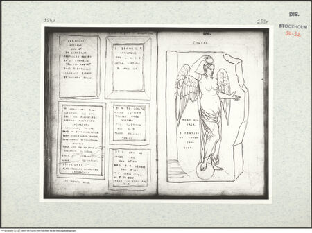 Vorderseite von Kungliga Biblioteket [https://www.deutsche-digitale-bibliothek.de/content/lizenzen/rv-ez/] Inscriptionum antiquarum (Codex Holmiensis)Römische Inschriften, in Zillis (Graubünden) - , bh471357_recto. Foto.