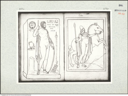 Vorderseite von Kungliga Biblioteket [https://www.deutsche-digitale-bibliothek.de/content/lizenzen/rv-ez/] Inscriptionum antiquarum (Codex Holmiensis)Römisches Relief eines Feldherrn, in Zillis (Graubünden) - , bh471358_recto. Foto.