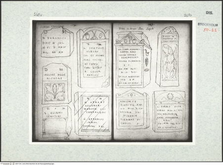 Vorderseite von Kungliga Biblioteket [https://www.deutsche-digitale-bibliothek.de/content/lizenzen/rv-ez/] Inscriptionum antiquarum (Codex Holmiensis)Römische Grabinschriften, in Metz, Sammlung des Baron de Clervant - , bh471361_recto. Foto.