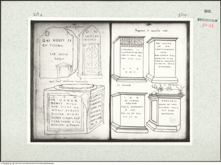 Vorderseite von Kungliga Biblioteket [https://www.deutsche-digitale-bibliothek.de/content/lizenzen/rv-ez/] Inscriptionum antiquarum (Codex Holmiensis)Römische Grabinschriften, in Metz, Sammlung Jean Pierre Joly (Petrus Lepidus) und Sammlung Jean Aubry - , bh471362_recto. Foto.