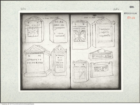 Vorderseite von Kungliga Biblioteket [https://www.deutsche-digitale-bibliothek.de/content/lizenzen/rv-ez/] Inscriptionum antiquarum (Codex Holmiensis)Römische Grabinschriften, in Metz, Sammlung des Baron de Clervant - , bh471370_recto. Foto.