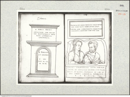 Vorderseite von Kungliga Biblioteket [https://www.deutsche-digitale-bibliothek.de/content/lizenzen/rv-ez/] Inscriptionum antiquarum (Codex Holmiensis)Grabmonument mit Restaurierungsinschrift, in Volterra - , bh471376_recto. Foto.