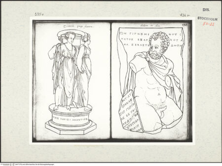 Vorderseite von Kungliga Biblioteket [https://www.deutsche-digitale-bibliothek.de/content/lizenzen/rv-ez/] Inscriptionum antiquarum (Codex Holmiensis)Fragment eines antiken Votivreliefs mit griechischer Inschrift, in Viterbo, Forum - , bh471378_recto. Foto.