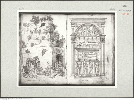Vorderseite von Kungliga Biblioteket [https://www.deutsche-digitale-bibliothek.de/content/lizenzen/rv-ez/] Inscriptionum antiquarum (Codex Holmiensis)Das sogenannte Grab des Vergil (römisches Kolumbarium) - , bh471388_recto. Foto.