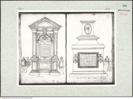 Vorderseite von Kungliga Biblioteket [https://www.deutsche-digitale-bibliothek.de/content/lizenzen/rv-ez/] Inscriptionum antiquarum (Codex Holmiensis)Grabmonument des Johann Jakob Curtius - , bh471394_recto. Foto.