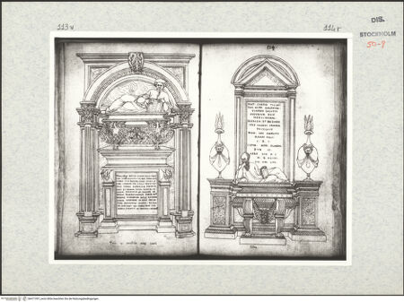 Vorderseite von Kungliga Biblioteket [https://www.deutsche-digitale-bibliothek.de/content/lizenzen/rv-ez/] Inscriptionum antiquarum (Codex Holmiensis)Grabmal des Rechtsgelehrten Filippo Decio - , bh471397_recto. Foto.