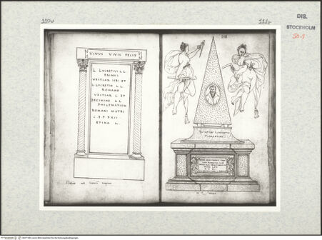 Vorderseite von Kungliga Biblioteket [https://www.deutsche-digitale-bibliothek.de/content/lizenzen/rv-ez/] Inscriptionum antiquarum (Codex Holmiensis)Römisches Grabmal; in Mutina - , bh471404_recto. Foto.