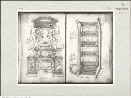 Vorderseite von Kungliga Biblioteket [https://www.deutsche-digitale-bibliothek.de/content/lizenzen/rv-ez/] Inscriptionum antiquarum (Codex Holmiensis)Renaissancegrabmal mit römischer Grabinschrift; in Rom, Santa Maria sopra Minerva (?) - , bh471405_recto. Foto.