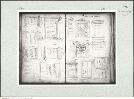 Vorderseite von Kungliga Biblioteket [https://www.deutsche-digitale-bibliothek.de/content/lizenzen/rv-ez/] Inscriptionum antiquarum (Codex Holmiensis)Römische Grabmäler; in den Gärten des Kardinals Carpi in Rom - , bh471426_recto. Foto.