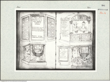 Vorderseite von Kungliga Biblioteket [https://www.deutsche-digitale-bibliothek.de/content/lizenzen/rv-ez/] Inscriptionum antiquarum (Codex Holmiensis)Römische Grabmäler, in Rom - , bh471445_recto. Foto.