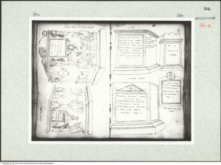 Vorderseite von Kungliga Biblioteket [https://www.deutsche-digitale-bibliothek.de/content/lizenzen/rv-ez/] Inscriptionum antiquarum (Codex Holmiensis)Zwei römische Grabmäler; in Rom - , bh471446_recto. Foto.
