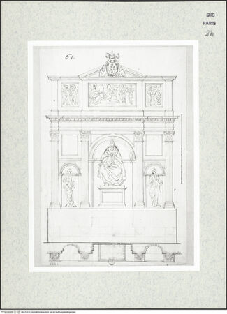 Vorderseite von Réunion des Musées Nationaux [https://www.deutsche-digitale-bibliothek.de/content/lizenzen/rv-ez/] Aufriss des Grabes von Leo X. in Santa Maria sopra Minerva - , bh472519_recto. Foto.